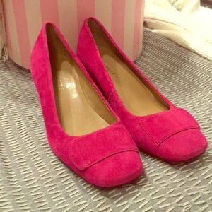 Cute pink suede chunky heels from Talbots.